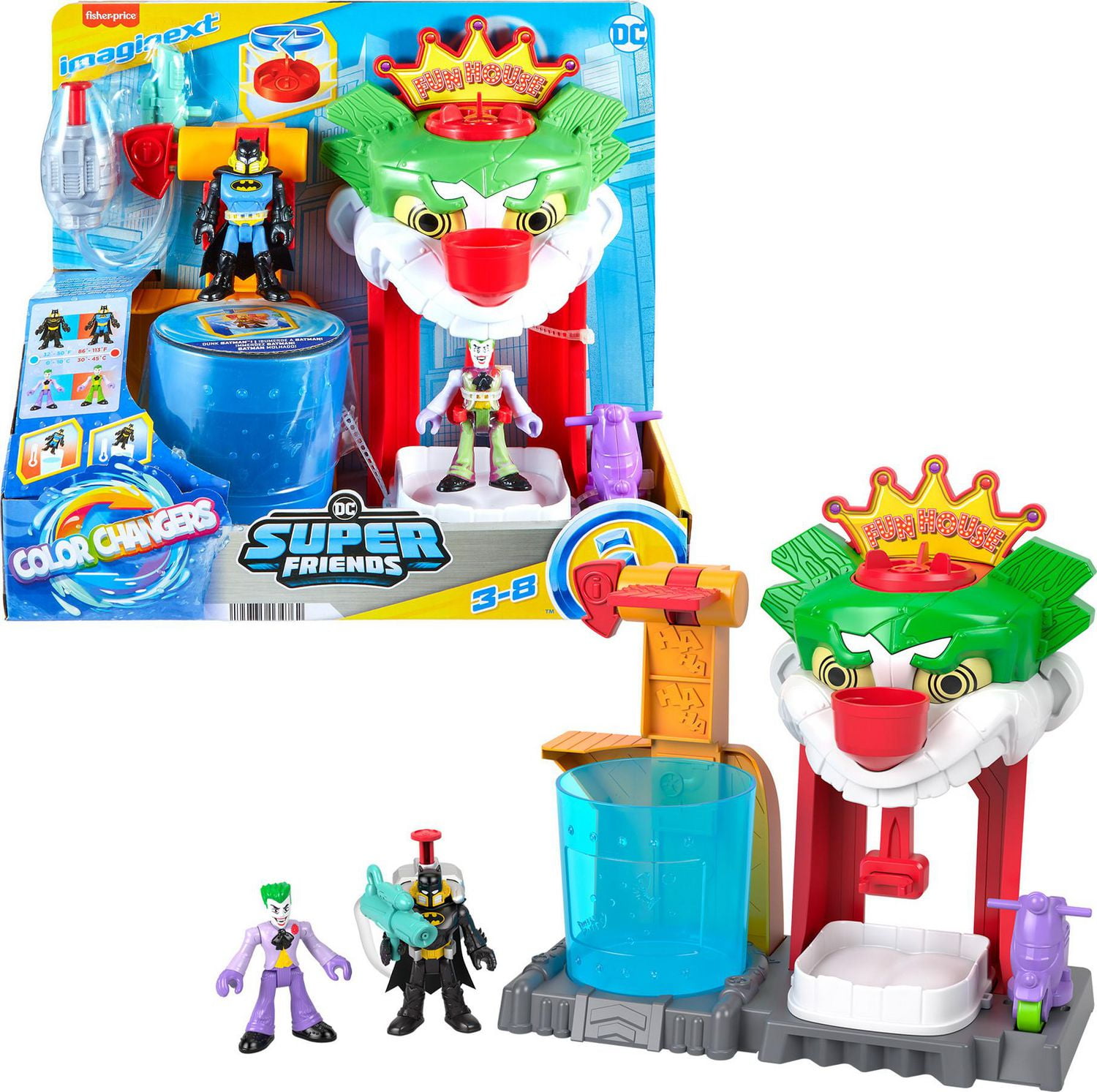 Imaginext DC Super Friends Batman Playset with Color Changing Action The Joker Funhouse