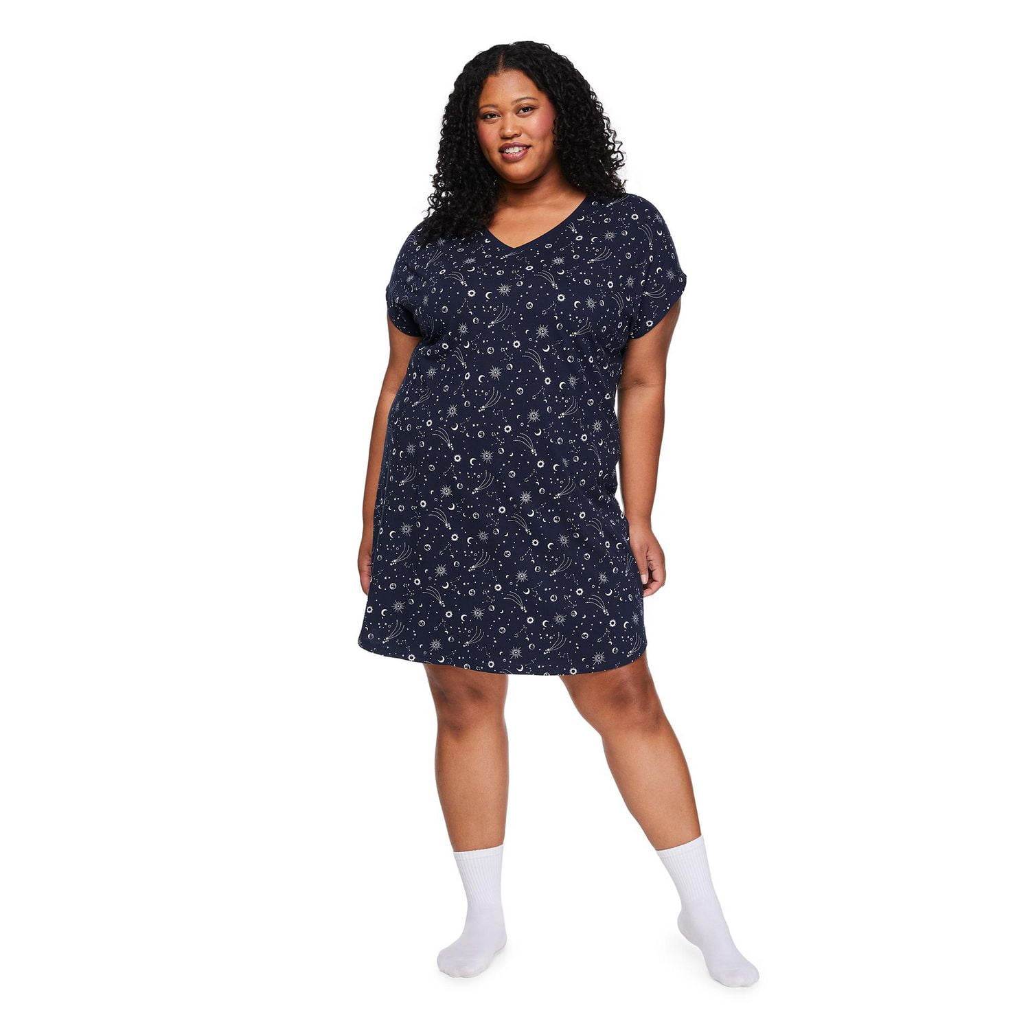 Chemise de nuit à encolure en V George Plus pour femmes