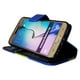 Étui portefeuille d'Exian pour Samsung Galaxy S6 - rayures bleues et vertes – image 2 sur 3