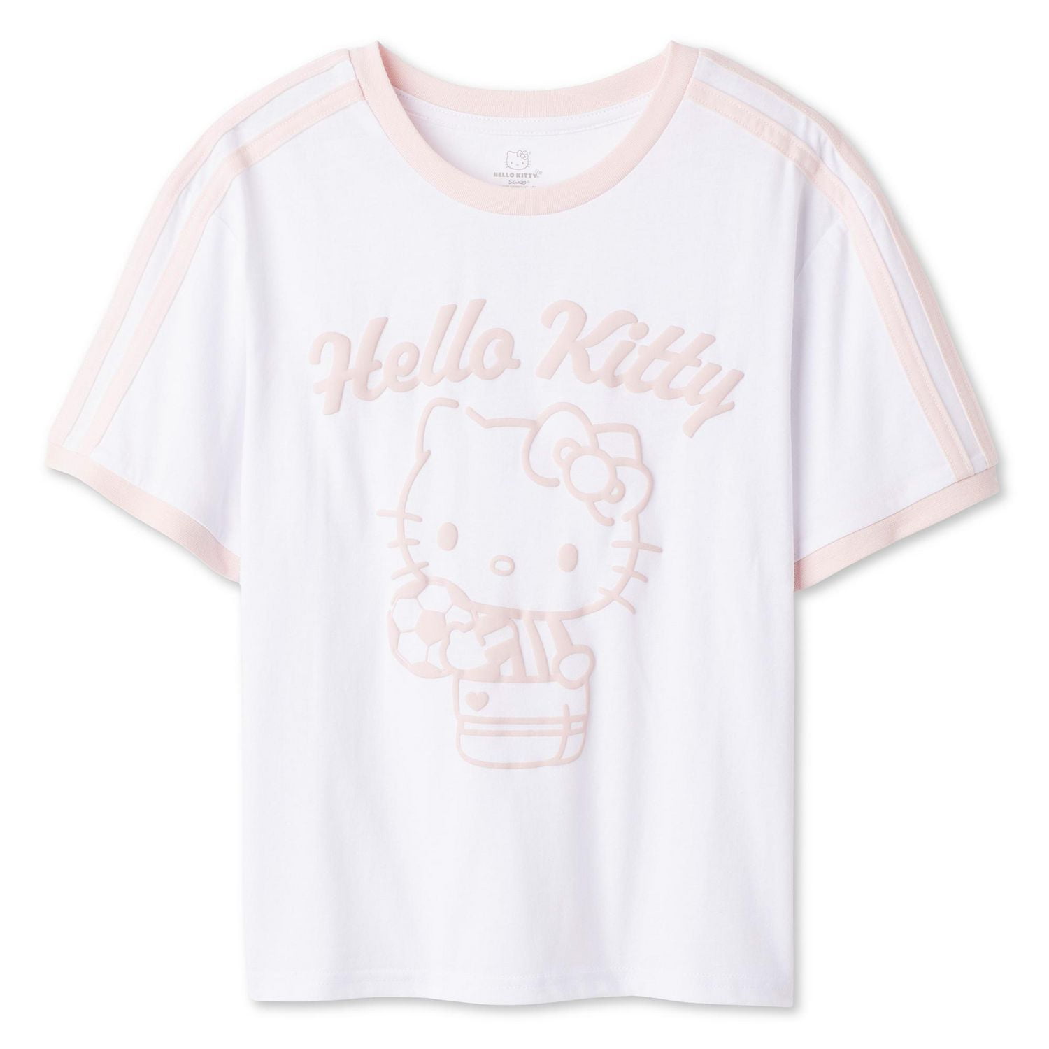 T-shirt avec bordure contrastante Hello Kitty pour filles