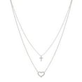 thumbnail image 1 of Luxury Designs Silver Plated Cross & Heart layered Necklace, 1 of 2