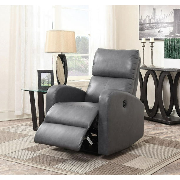 Topline Home Furnishings Grey Power Leatherette Recliner Walmart.ca