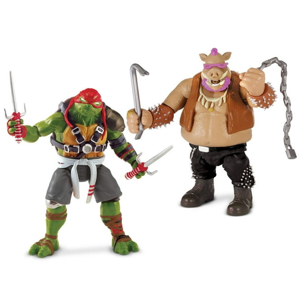 Figurines Bebop contre Raphael Combat Ninja de Ninja Turtles 2