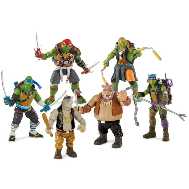 Figurines articulées Ninja Turtles 2 en paq. de 6