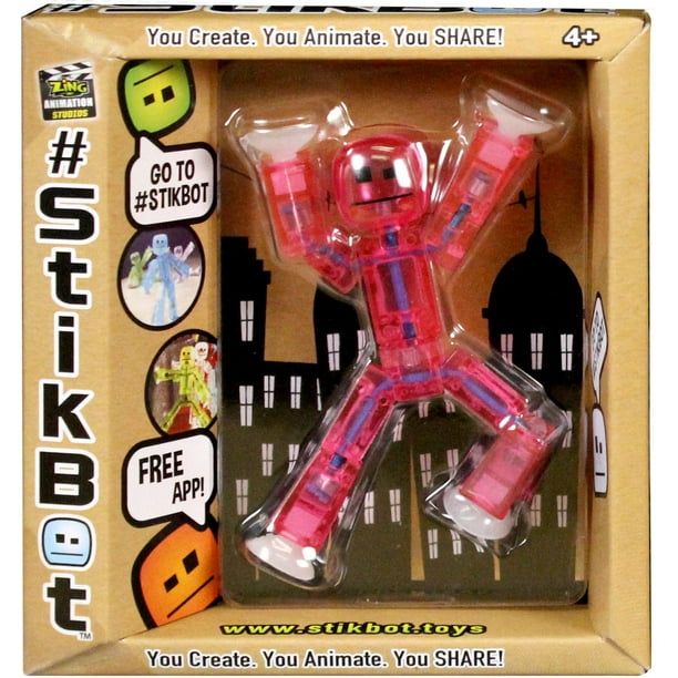 Zing Stikbot 8 Solid Pink/Yellow/Light Blue/Green/Dark Blue/Purple/Orange/Red Color and Red Tripod