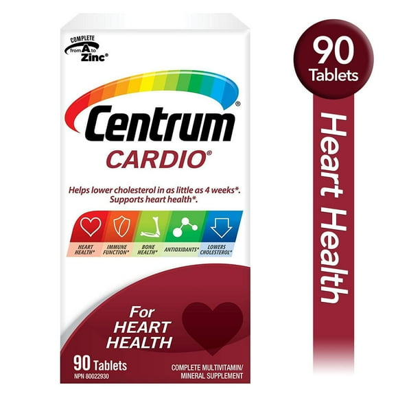 Centrum Cardio Multivitamin and Multimineral Supplement Tablets, 90 Count