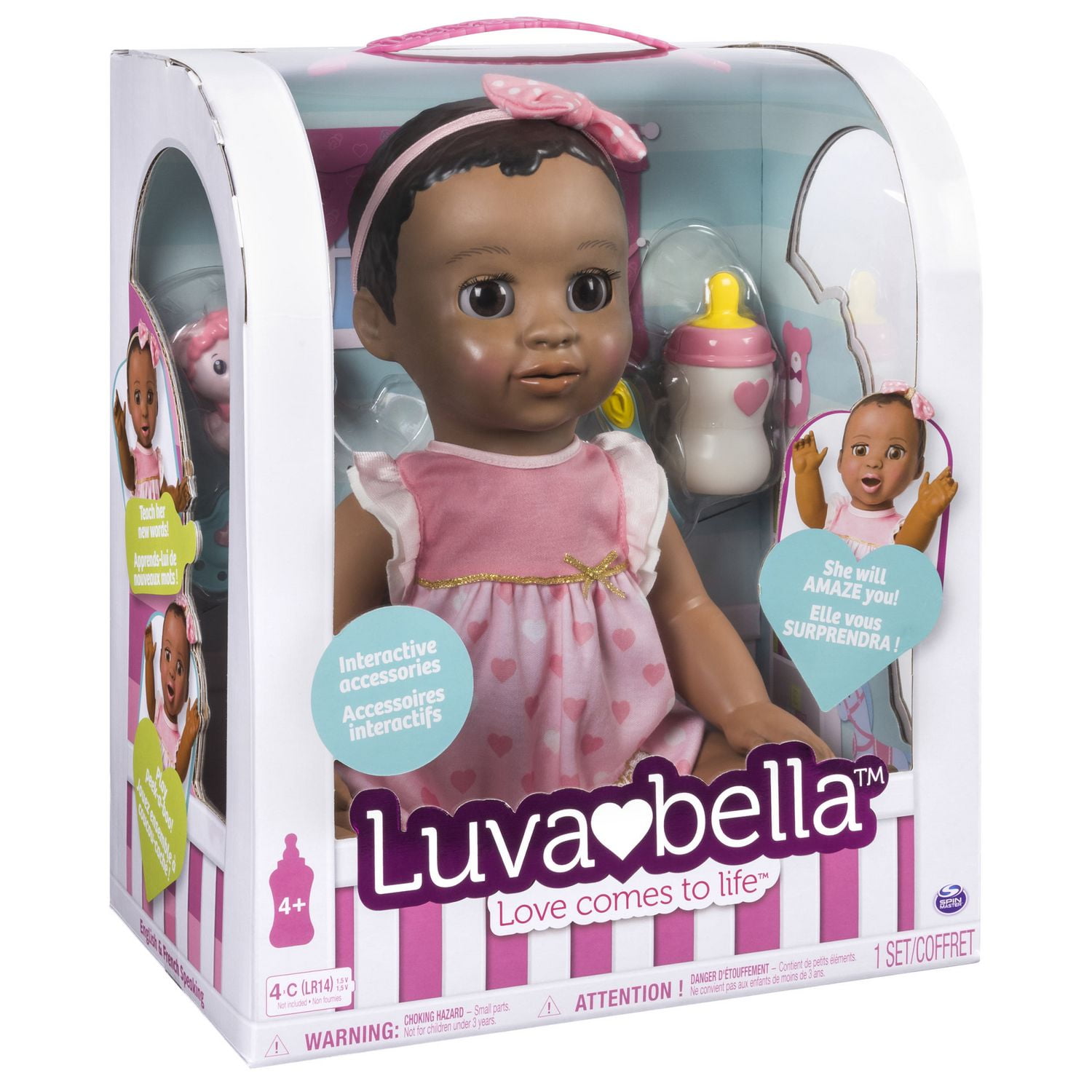 Luvabella Dark Brown Hair Responsive Baby Doll with Realistic