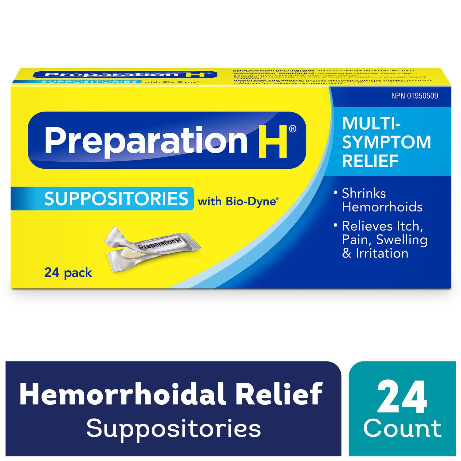 Paquet de suppositoires de Préparation H