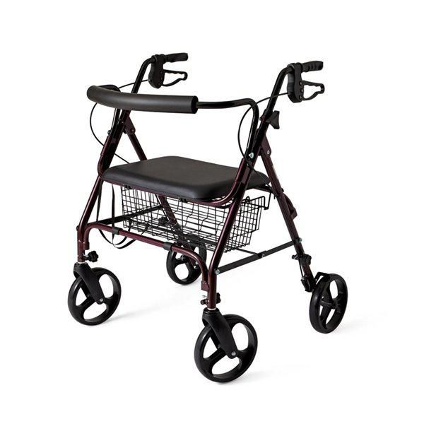 Déambulateur bariatrique standard pliable et facile à ranger, bordeaux, capacité de poids de 500 lb, Medline