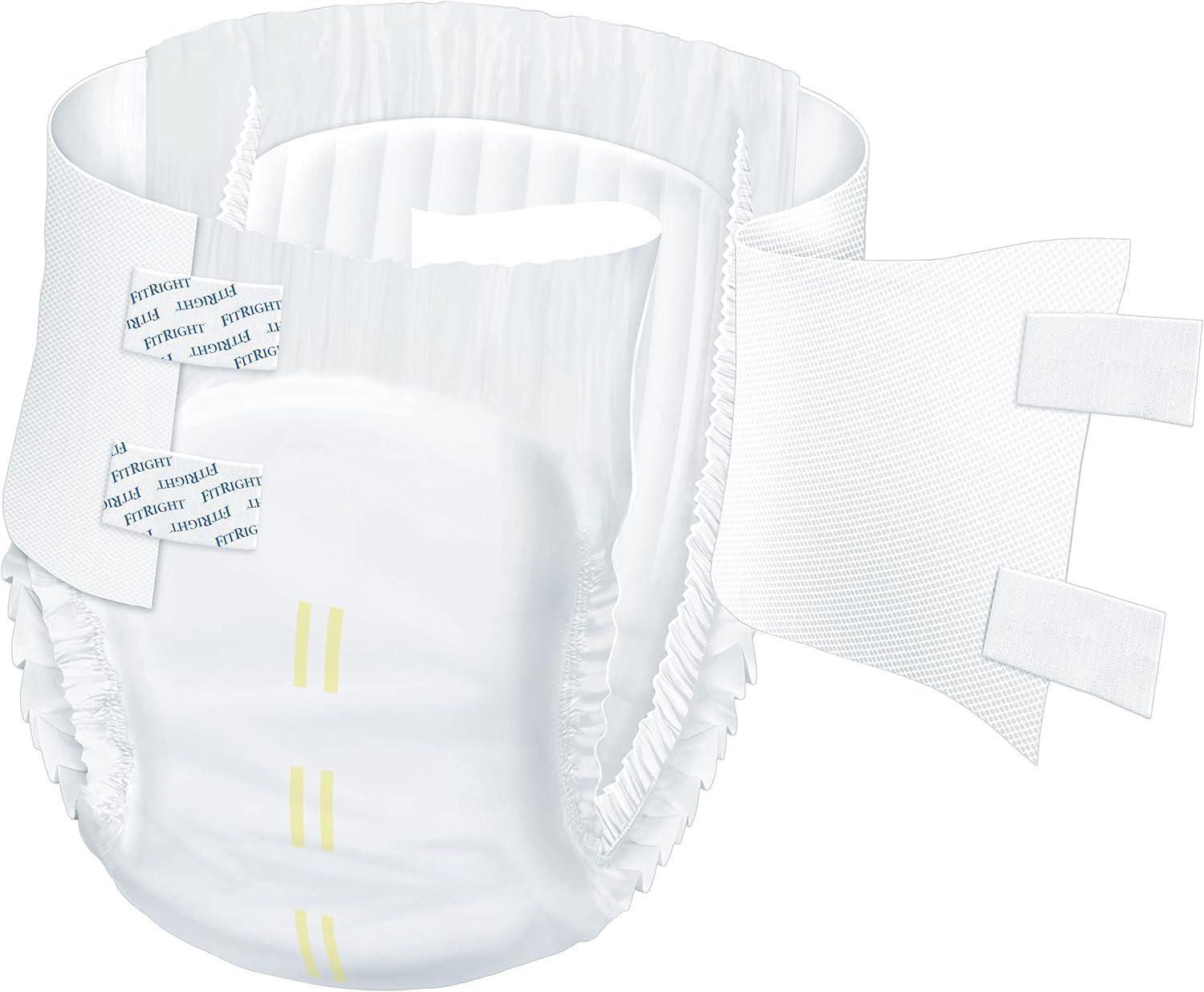 FitRight Ultra Adult Incontinence Briefs, Size M, for Waist Size 32"-44", Bag of 20