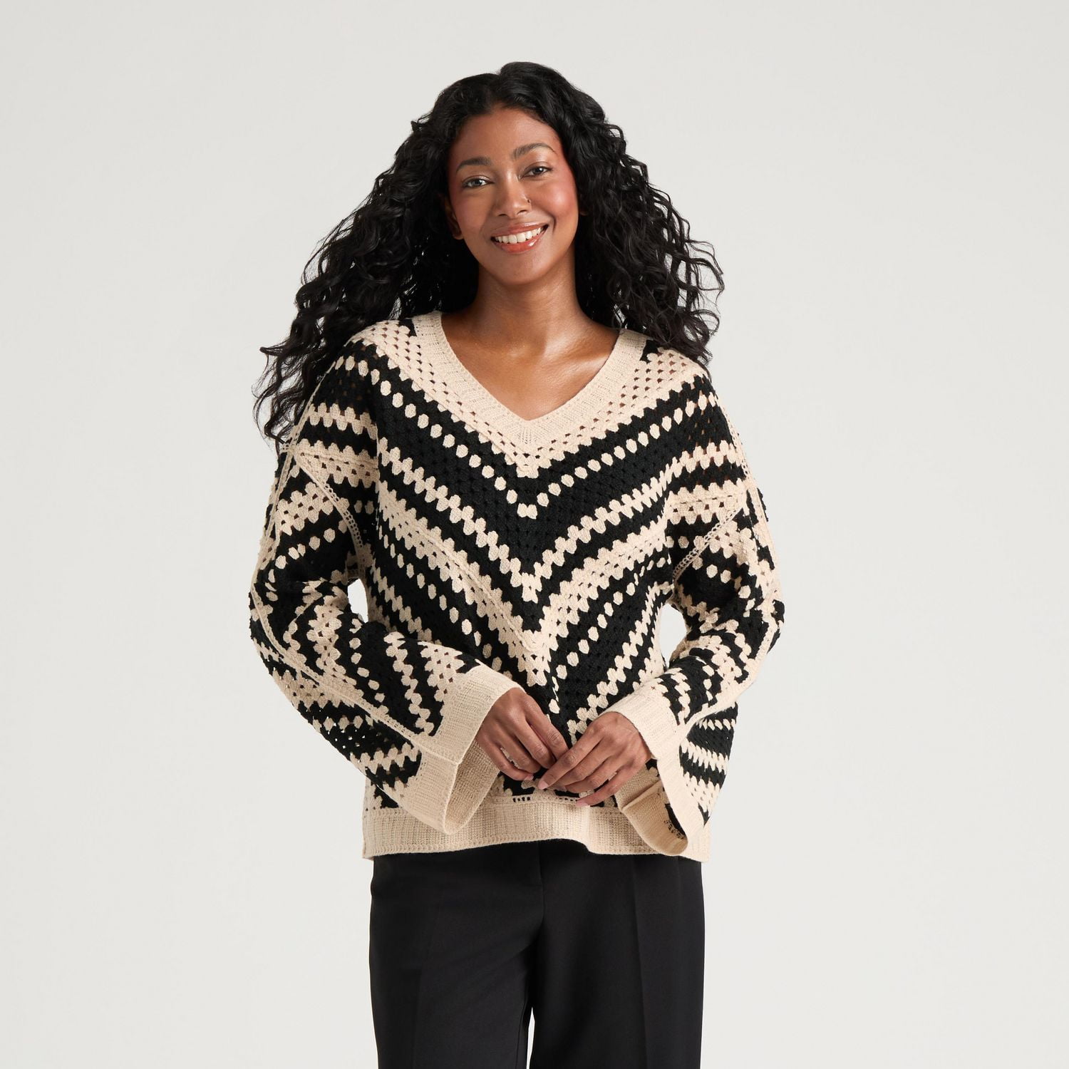 Haut en tricot crocheté imprimé pour femmes Mexx