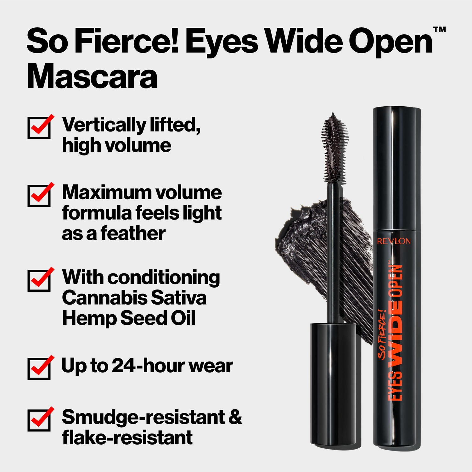 Revlon So Fierce! Eyes Wide Open, Extreme Volume Longwear Mascara, 24hr Wear, 0.24 fl oz