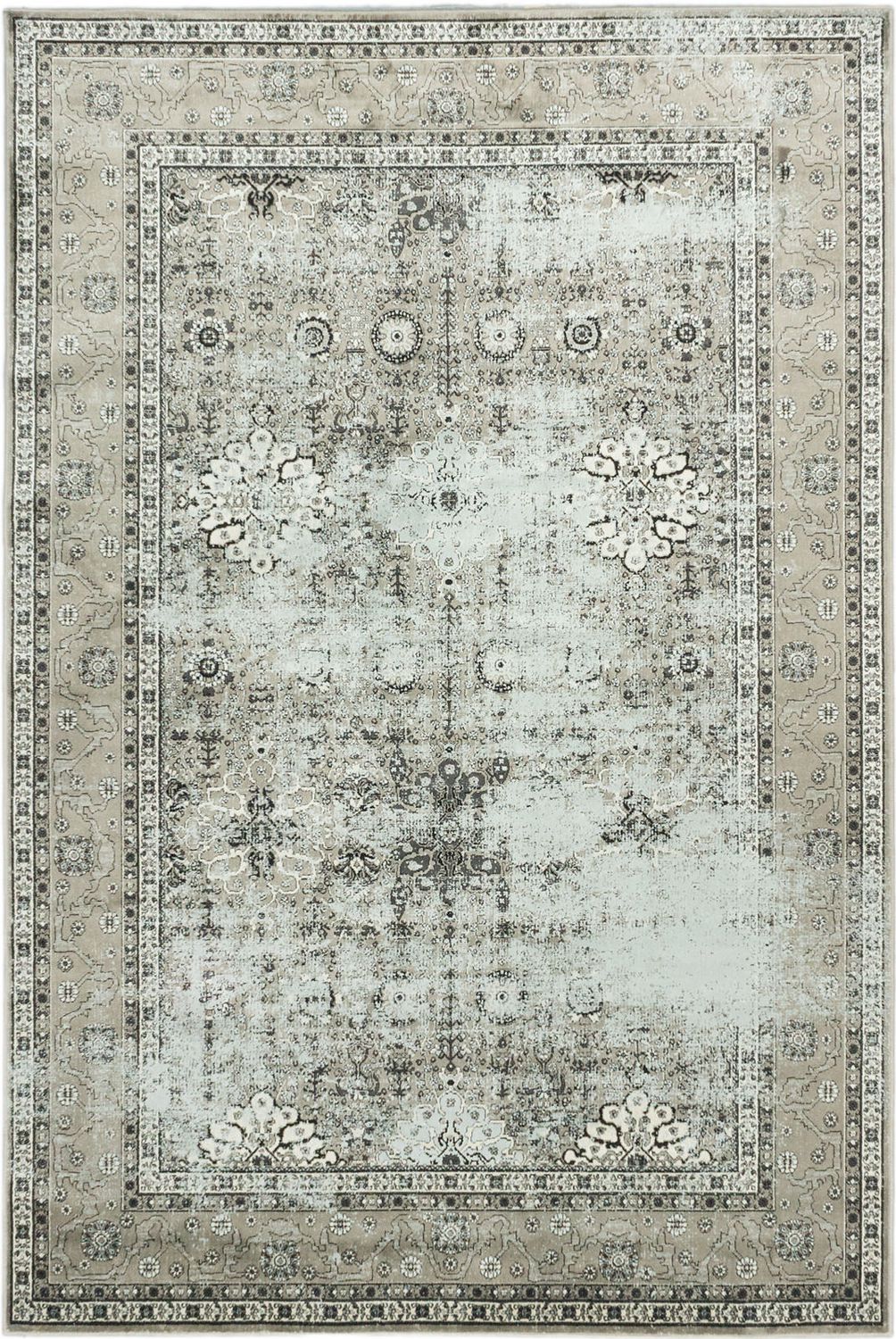 eCarpetGallery Frost Beige, Light Blue Viscose Rug 6'6" X 9'8