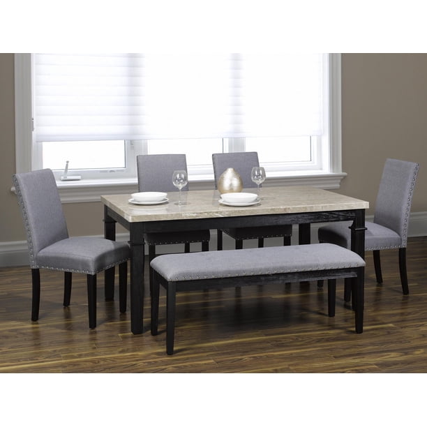 K-LIVING NANCY REAL MARBLE TOP DINING TABLE SET - Walmart.ca