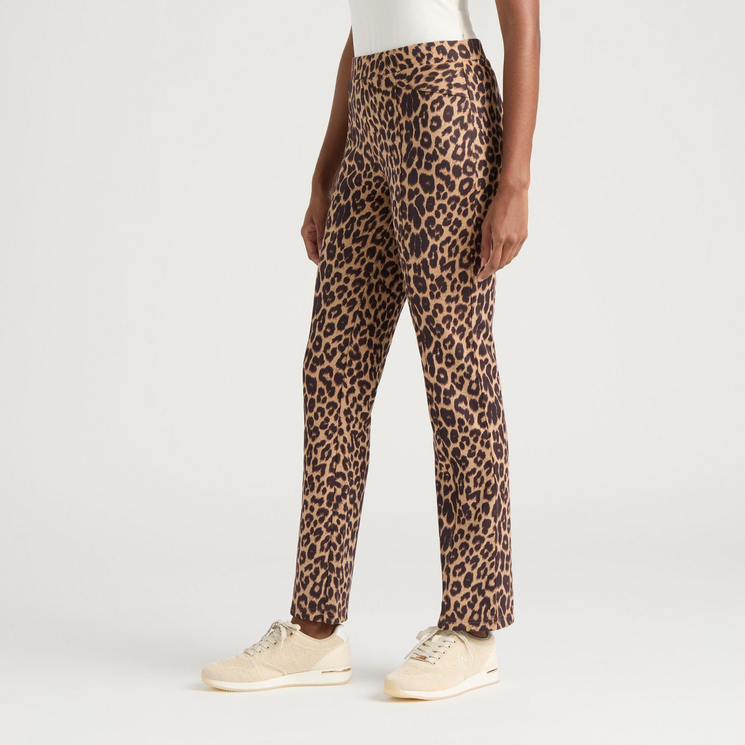 Mexx Women’s Leopard Print Slim Fit Faux Suede Pants