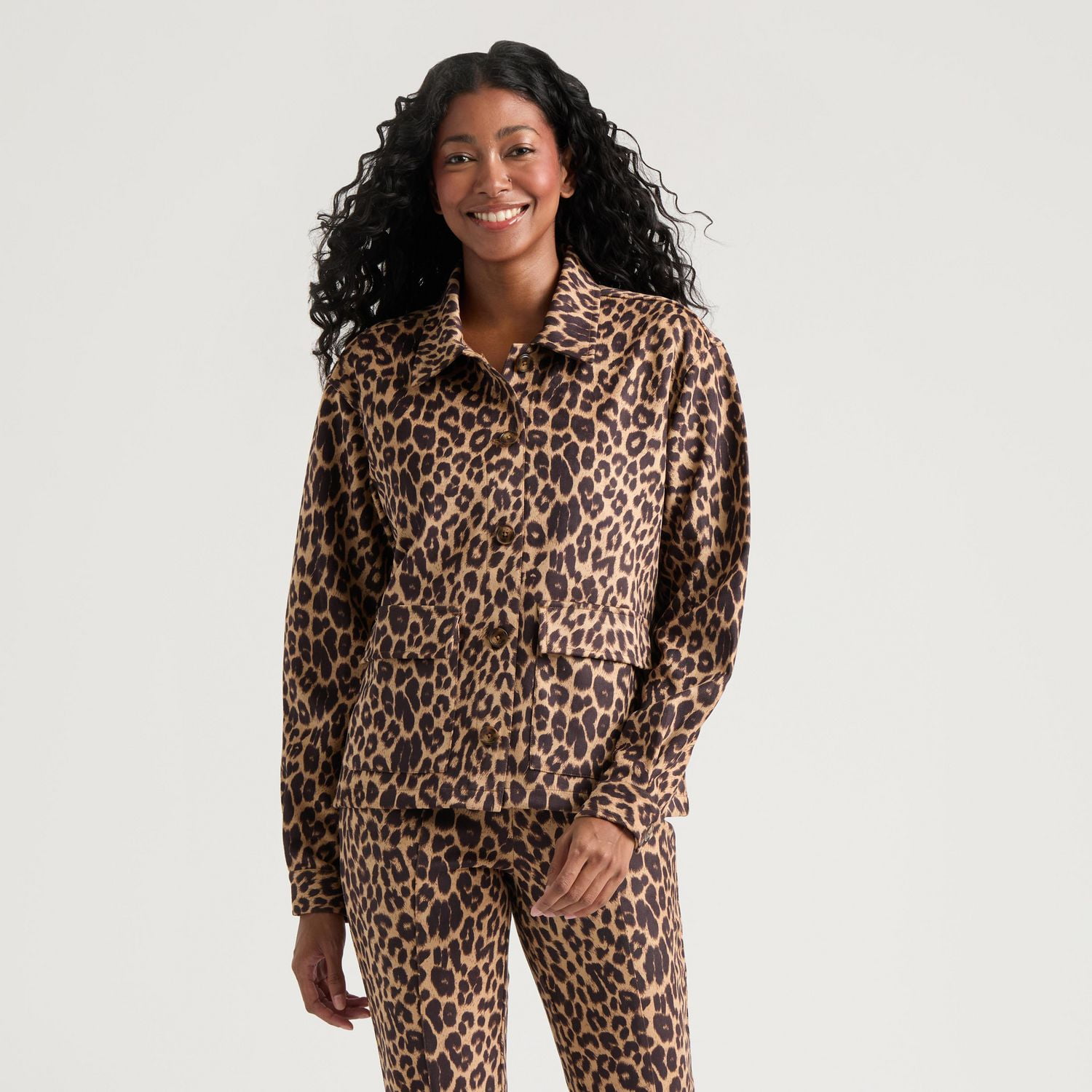 Veste en faux suède imprimé léopard pour femmes Mexx