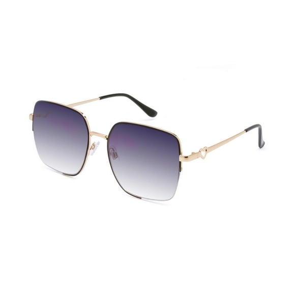 No Boundaries Women's Gold and Black Square Sunglasses