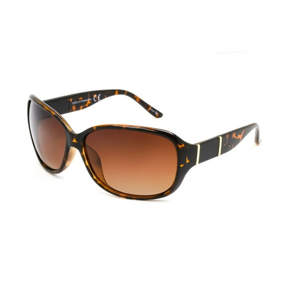 Time & Tru Women's Polarized Tort Wraparound Sunglasses
