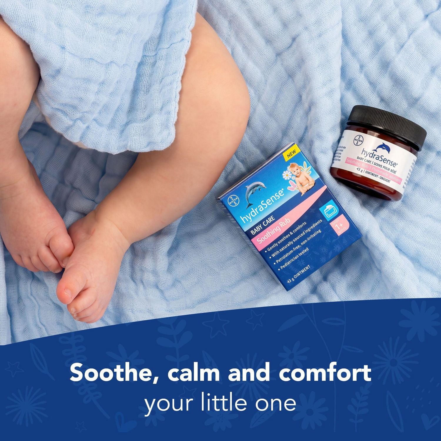 hydraSense Baby Care Soothing Rub – Gently Soothes & Comforts, Petrolatum-free, Non-irritating, Made with Naturally Sourced Ingredients Eucalyptus, Lavender, and Chamomile, Pediatrician Tested, 43 g