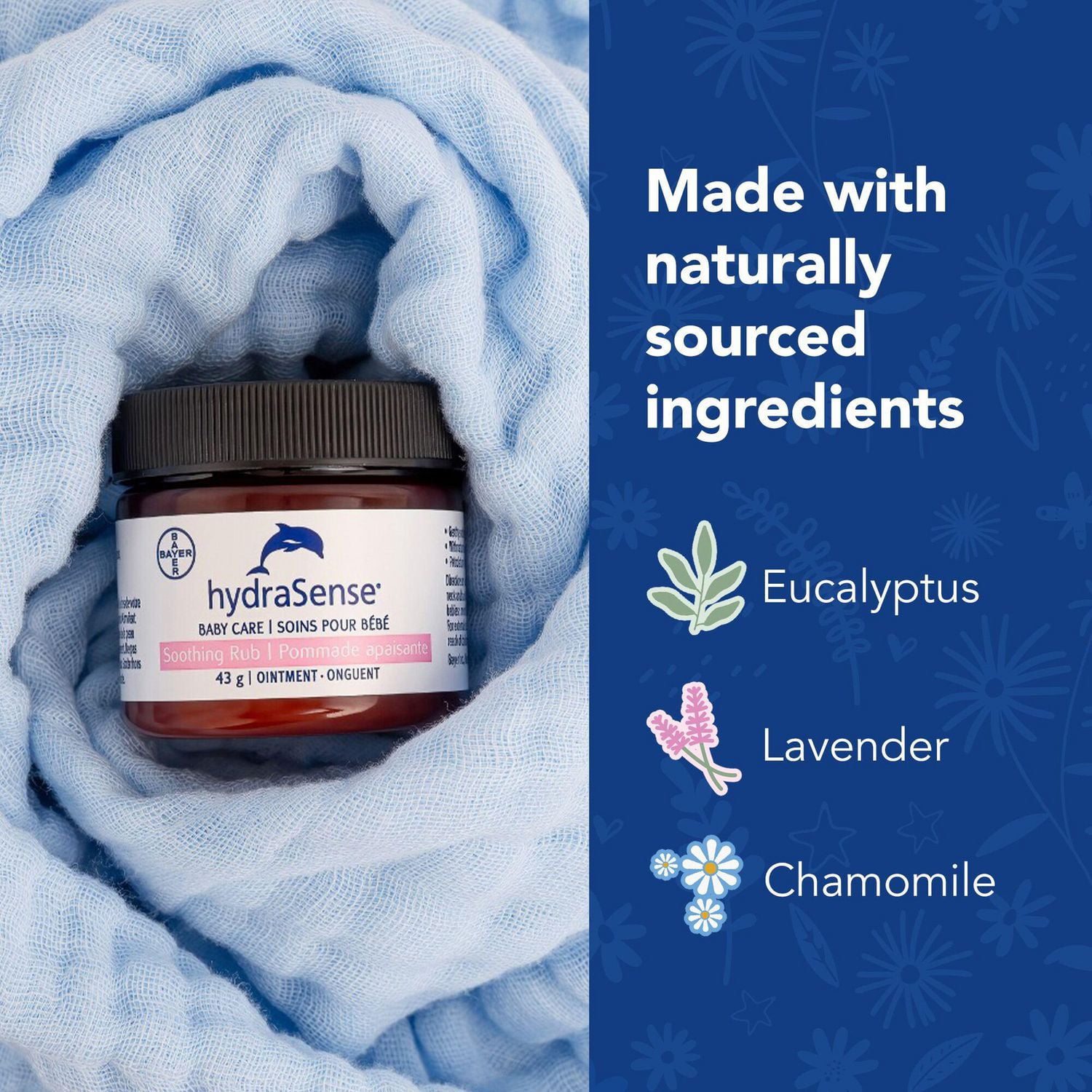 hydraSense Baby Care Soothing Rub – Gently Soothes & Comforts, Petrolatum-free, Non-irritating, Made with Naturally Sourced Ingredients Eucalyptus, Lavender, and Chamomile, Pediatrician Tested, 43 g