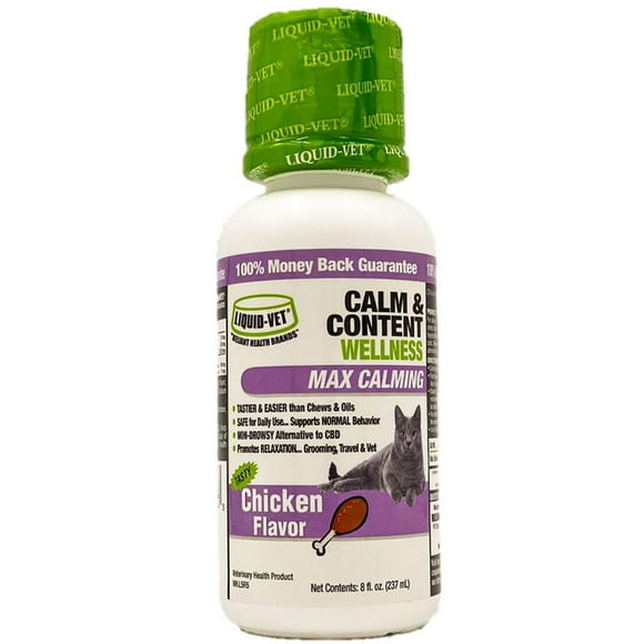 Liquid-Vet Feline Calm & Content Wellness - Saveur de Poulet 8 fois liquides. /237 mL