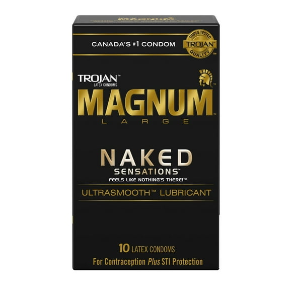 Trojan Magnum Naked Sensations Lubricated Condoms, 10 Lubricated Latex Condoms