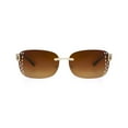 thumbnail image 2 of Lunettes de soleil rectangulaires marron pour femmes Time & Tru, 2 of 3