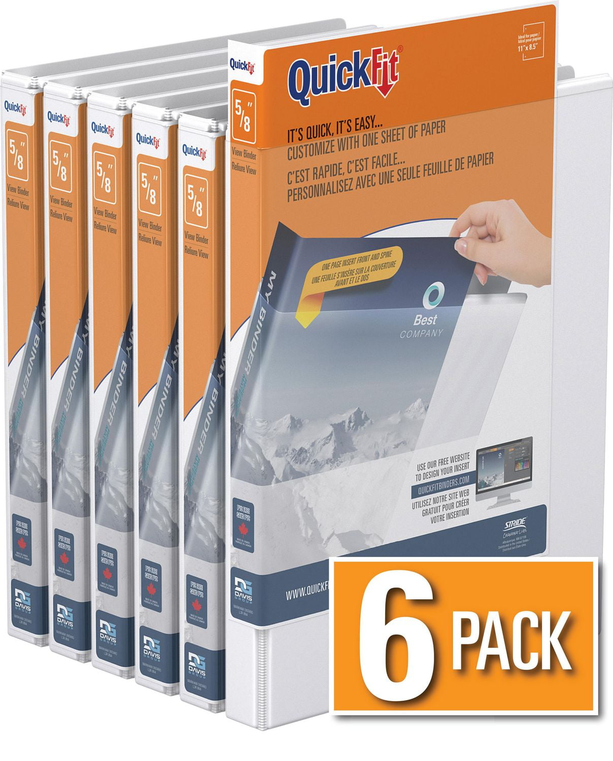QuickFit® View Binder, Round Ring, 6 Pack, 5/8" Walmart Canada