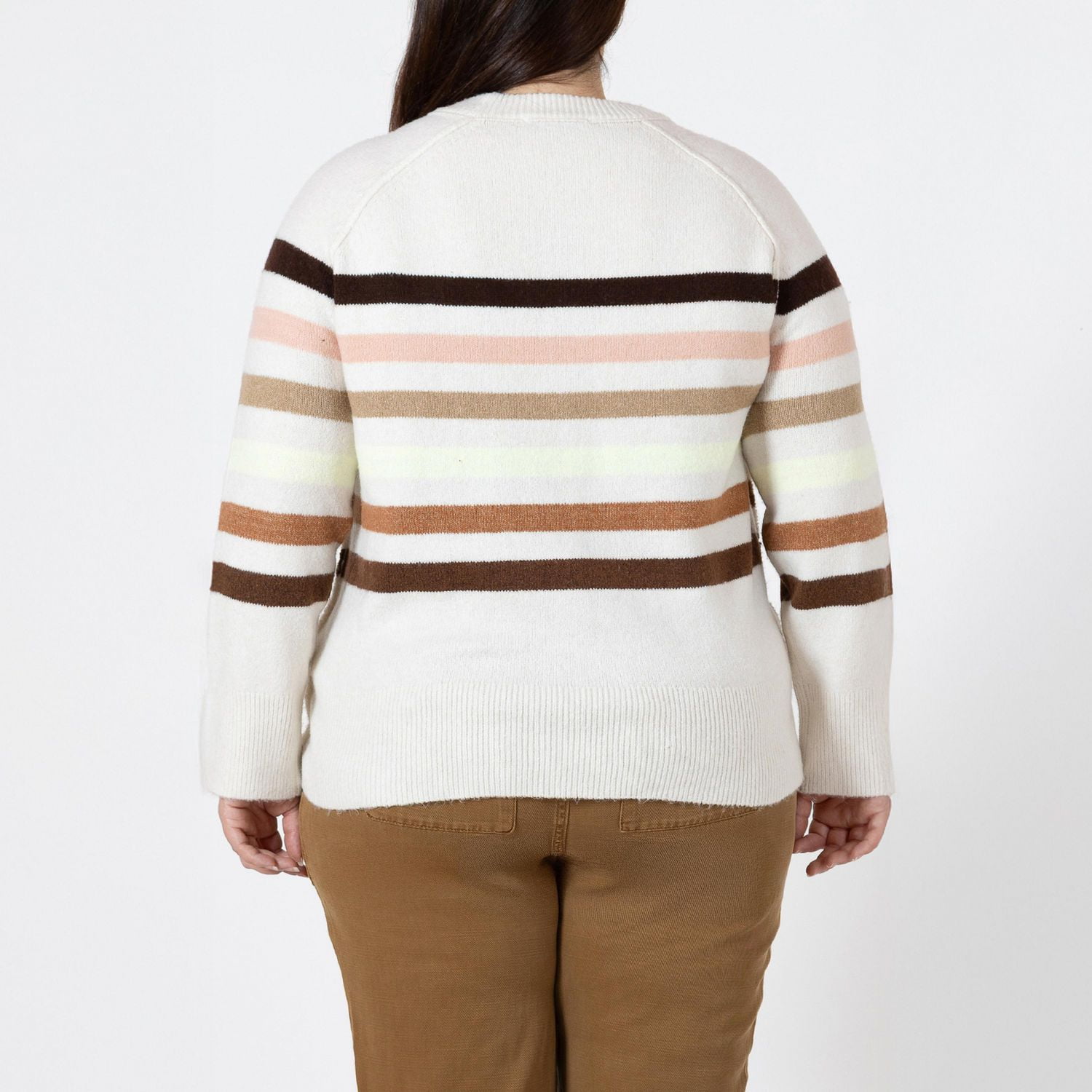 Devoted Taille Plus Femme Pull oversize à manches longues et rayures