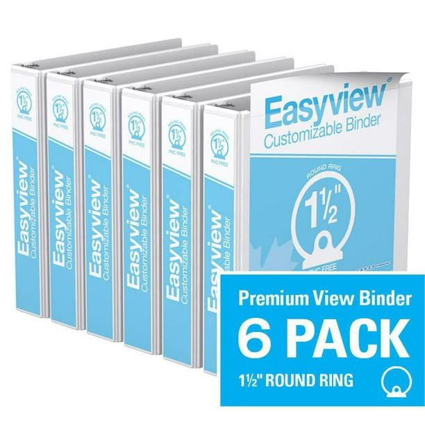 Super offre Easyview, Reliure View à anneaux ronds 1.5 po, personnalisable, paquet de 6