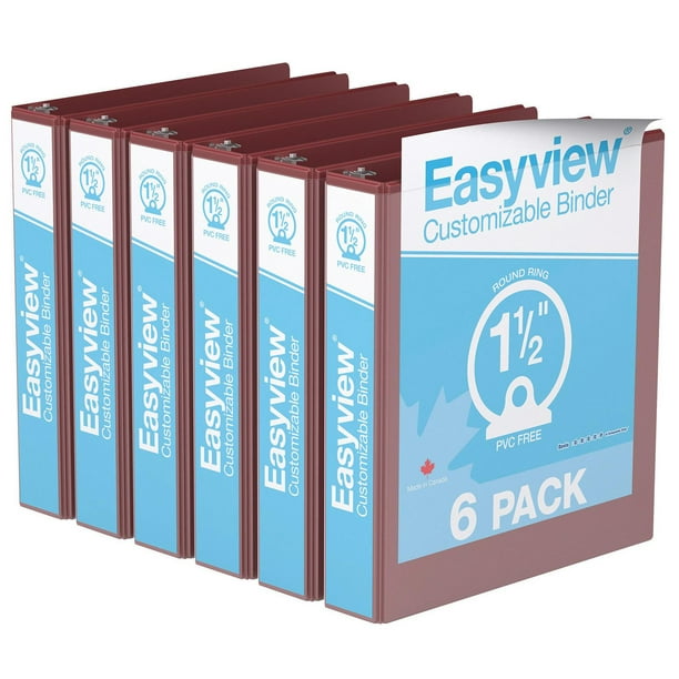 Super offre Easyview, Reliure View à anneaux ronds 1.5 po, personnalisable, paquet de 6