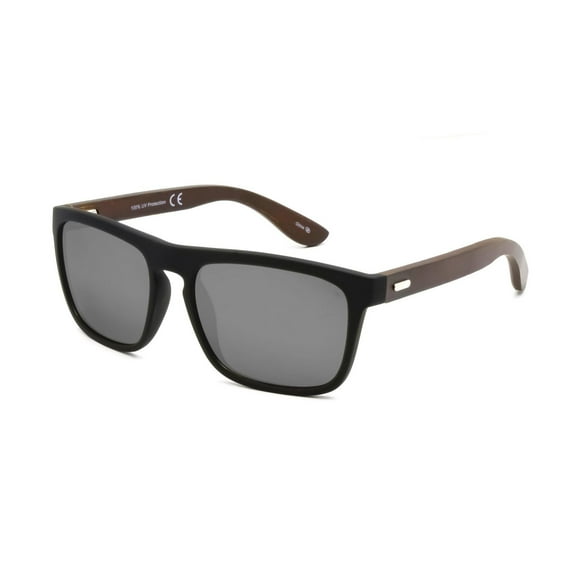 George Men's Black and Wood Square Sunglasses