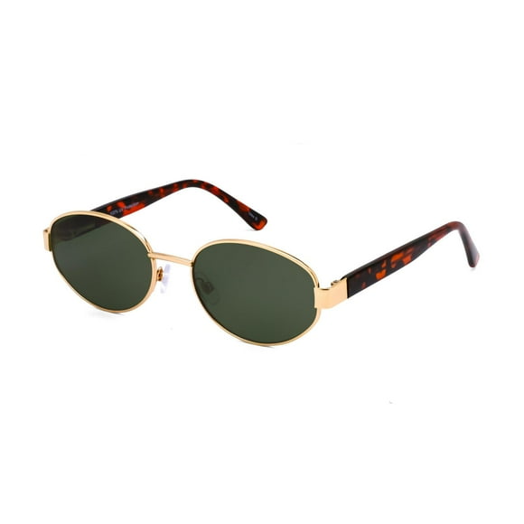 Time & Tru Women's Gold and Tort Oval Sunglasses