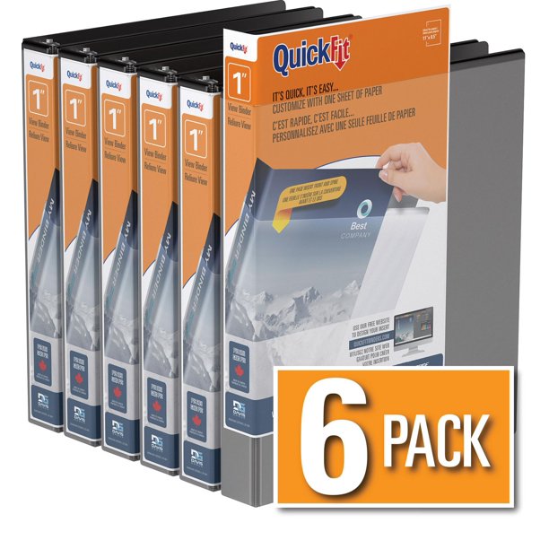 QuickFit® View Binder, D Ring, 6 Pack, 1" Walmart.ca