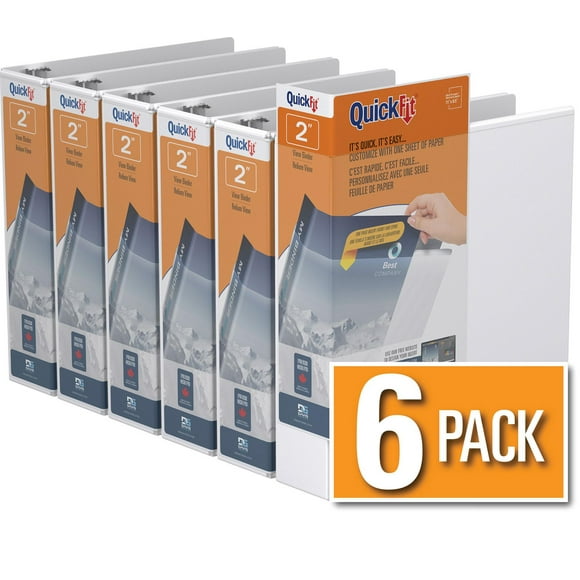 QuickFit® View Binder, D Ring, 6 Pack, 2"