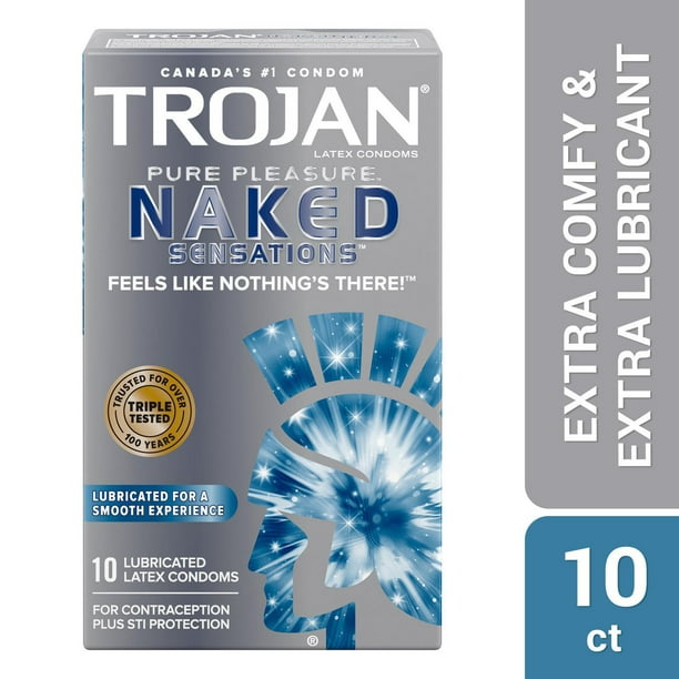 Trojan Sensations nues Pure Pleasure condoms lubrifiés 10 condoms lubrifiés en latex