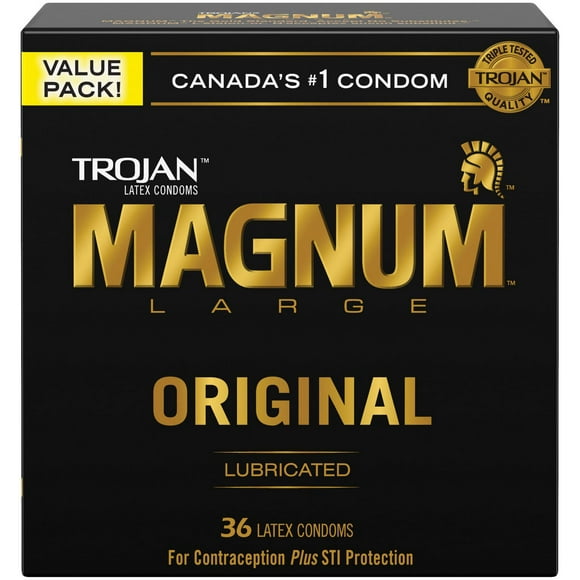Trojan Magnum Large Size Lubricated Condoms, 36 Lubricated Latex Condoms