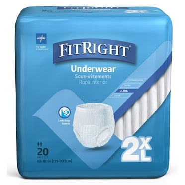Sous-vêtements de protection FitRight à forte absorption, taille 2XL, pour tour de taille 68"-80", sac de 20