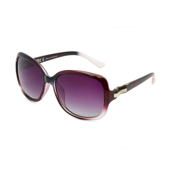 Time & Tru Women's Polarized Burgundy Wraparound Sunglasses