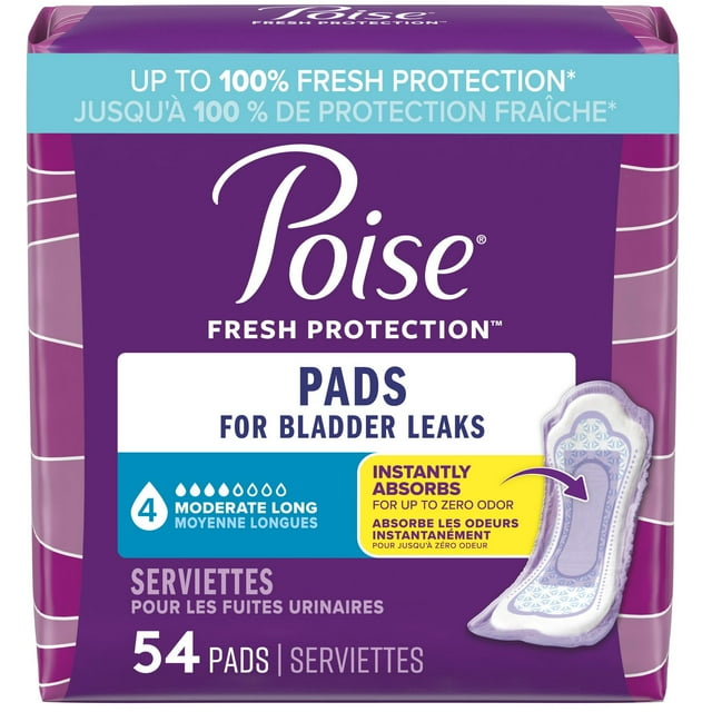 Poise Incontinence Pads for Women, 4 Drop, Moderate Absorbency