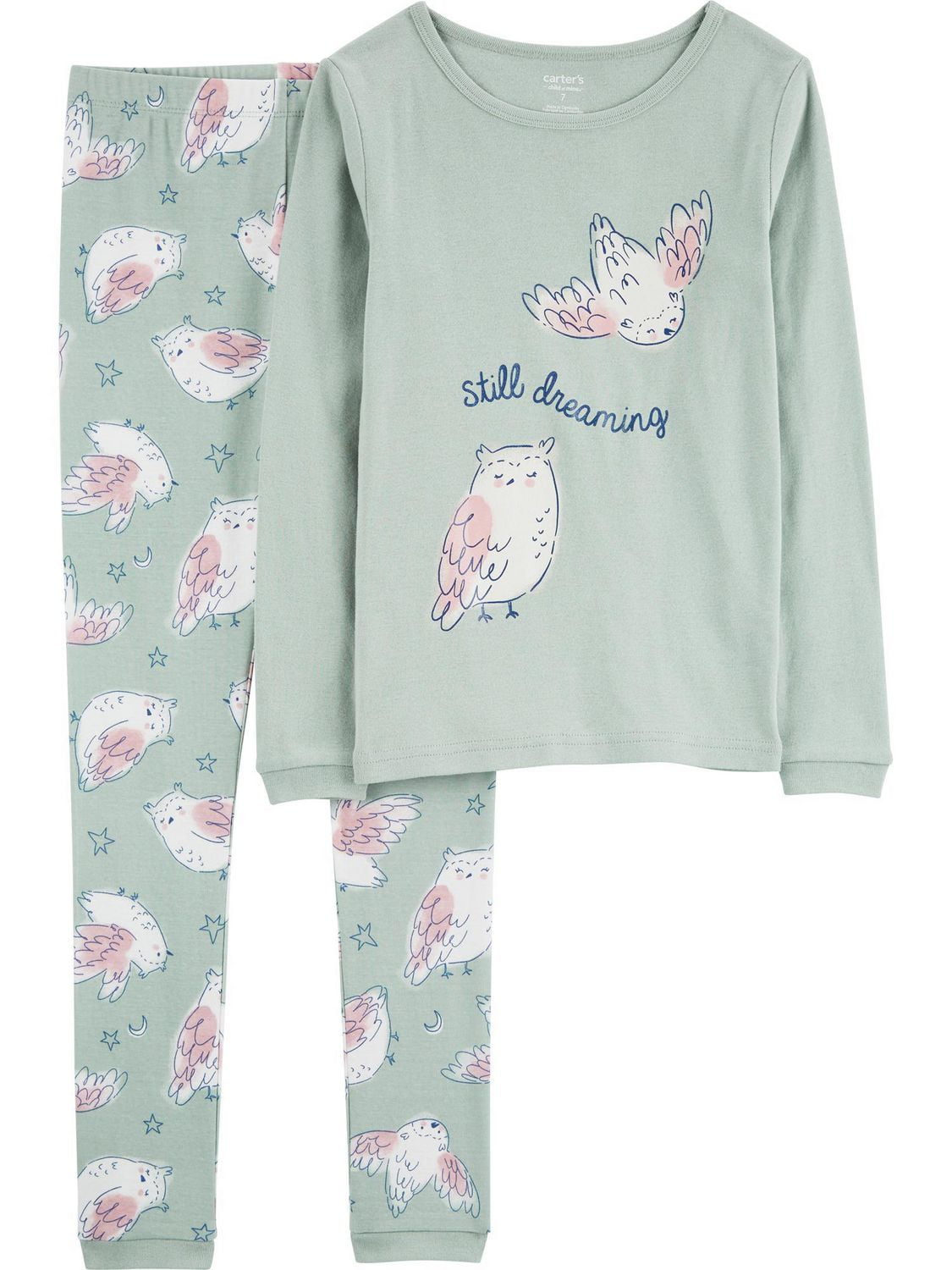 Pyjama 4 pièces pour Coton Fille Carter's Child of Mine – Oiseaux verts