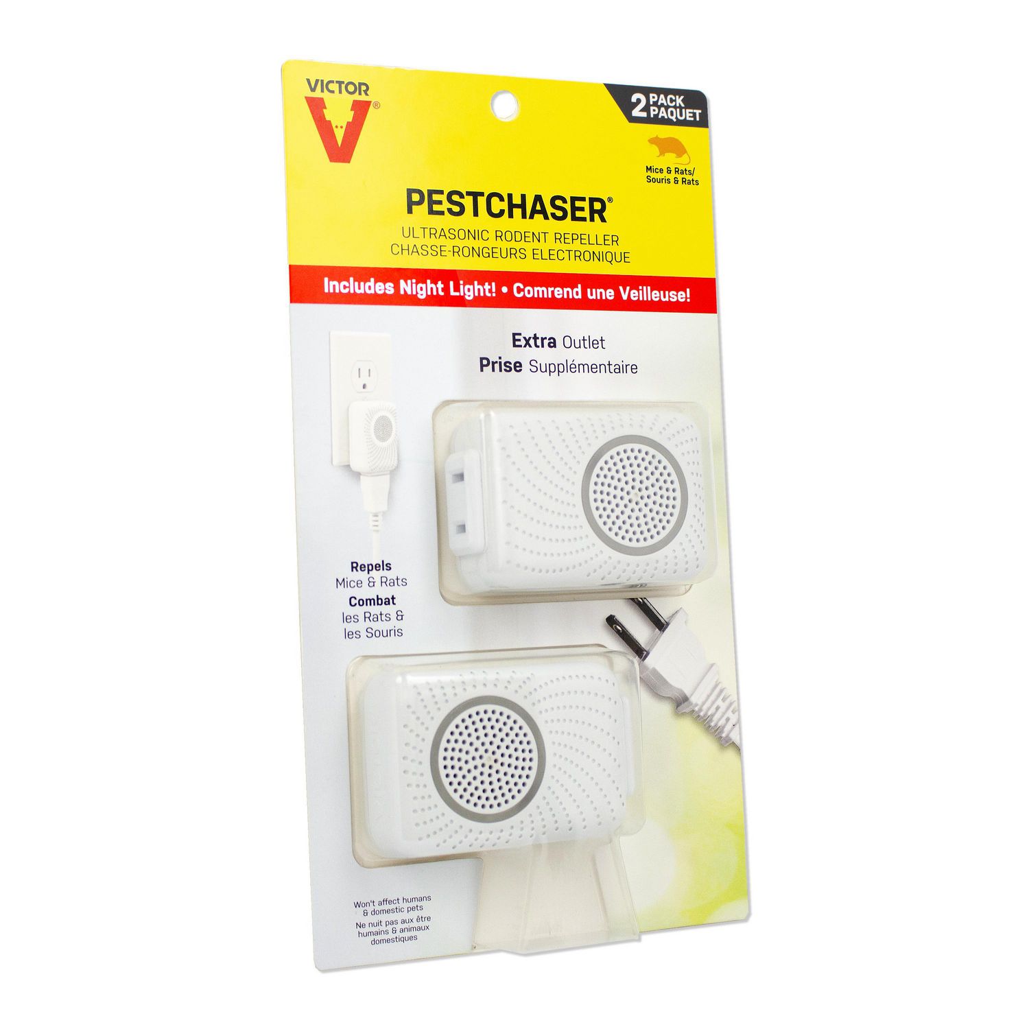 Victor PestChaser Rodent Repellent with Nightlight & Extra Outlet – 2 Units  | Walmart Canada