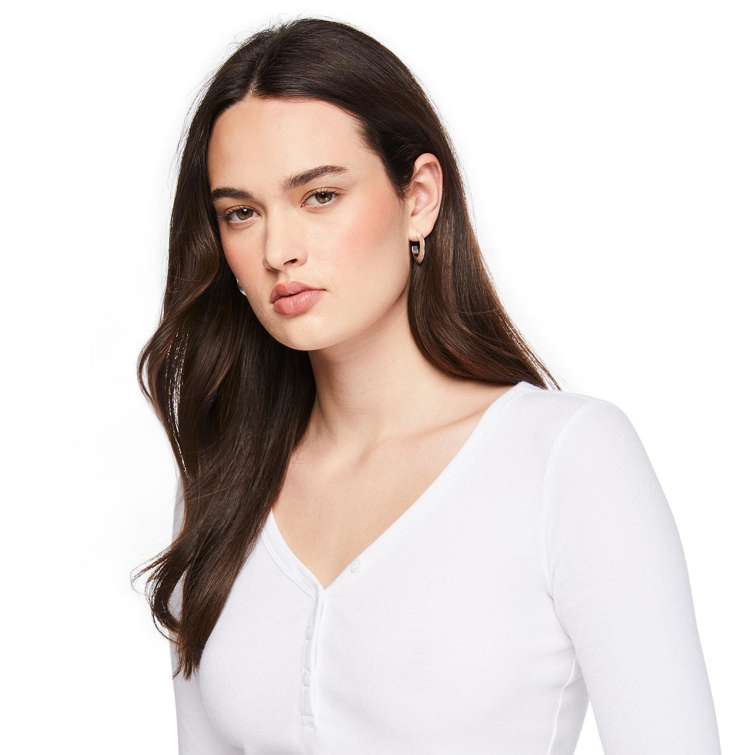 No Boundaries Women's Long-Sleeve Sleep Henley T-Shirt