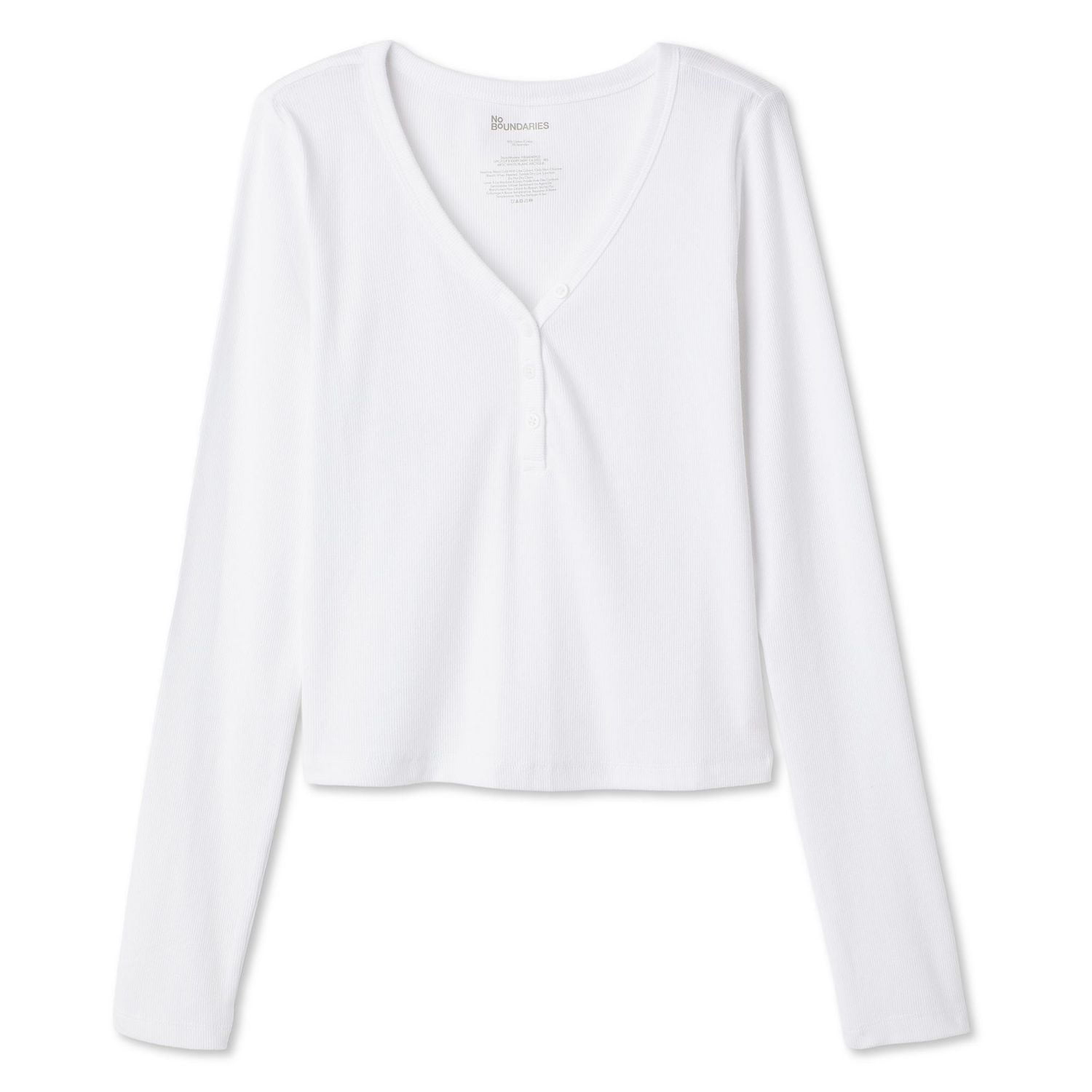 No Boundaries Women's Long-Sleeve Sleep Henley T-Shirt