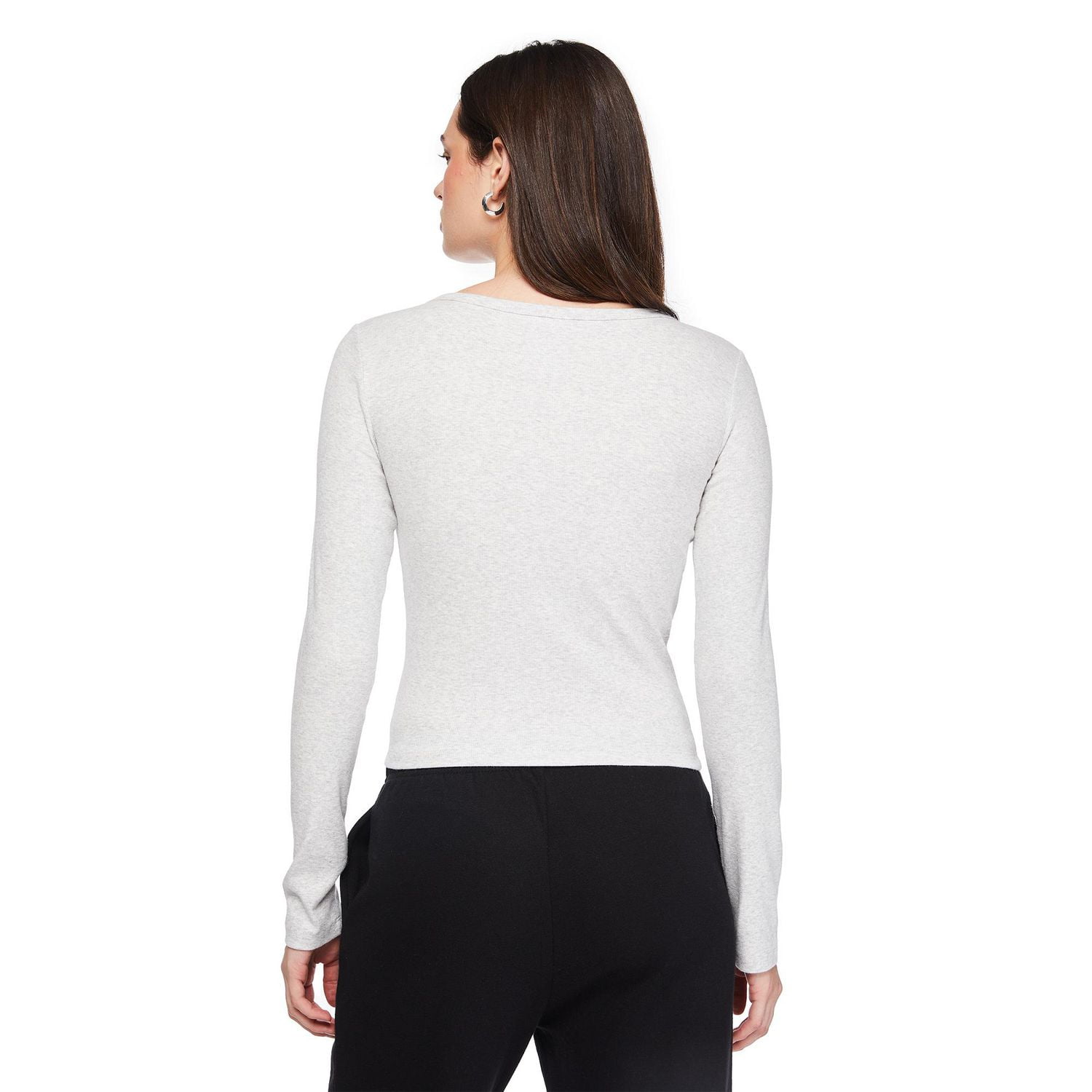 No Boundaries Women's Long-Sleeve Sleep Henley T-Shirt