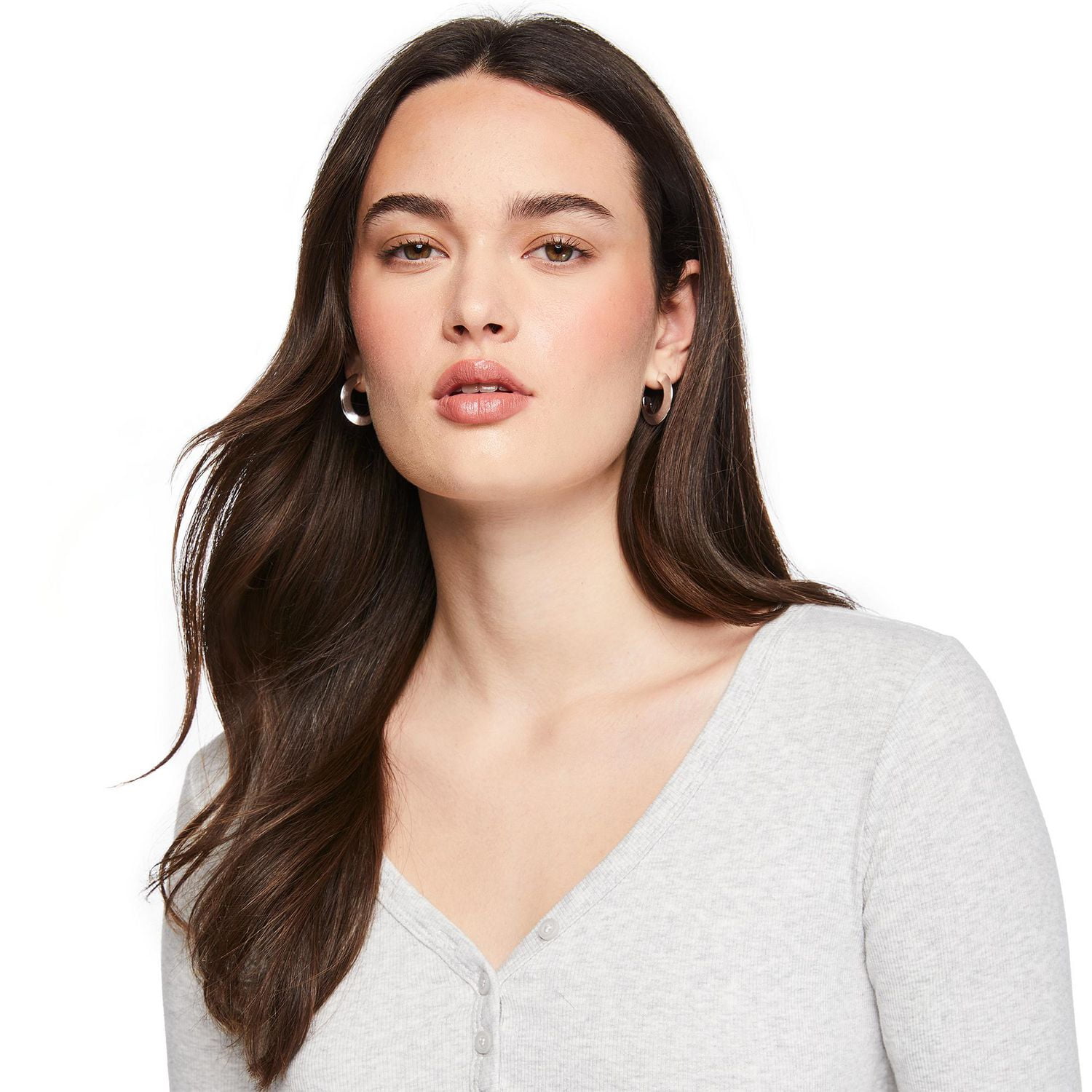 No Boundaries Women's Long-Sleeve Sleep Henley T-Shirt