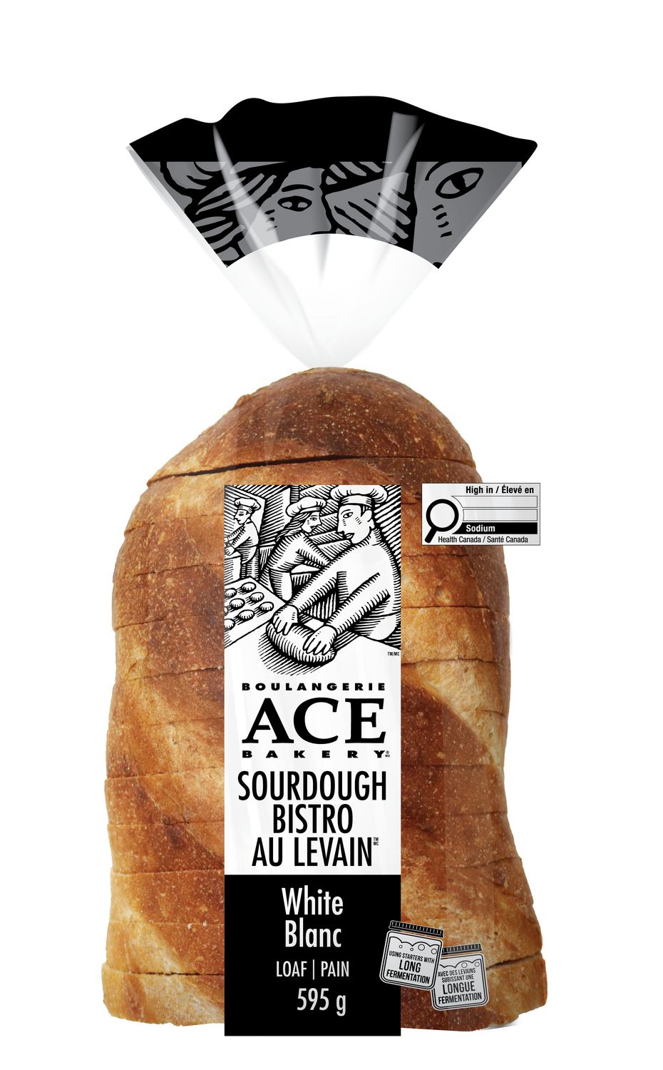 ACE Bakery® Pain Bistro Classique Blanc artisan Levain Blanc, Pré-Tranché avec une Croûte Dorée Nette et des Miettes Aérées et Crémeuses; Cuit au Four sur Pierre avec Deux Entrées Fermentées 7–18 Heures - Idéal pour Griller, sandwiches Gastronomiques Ou paninis.