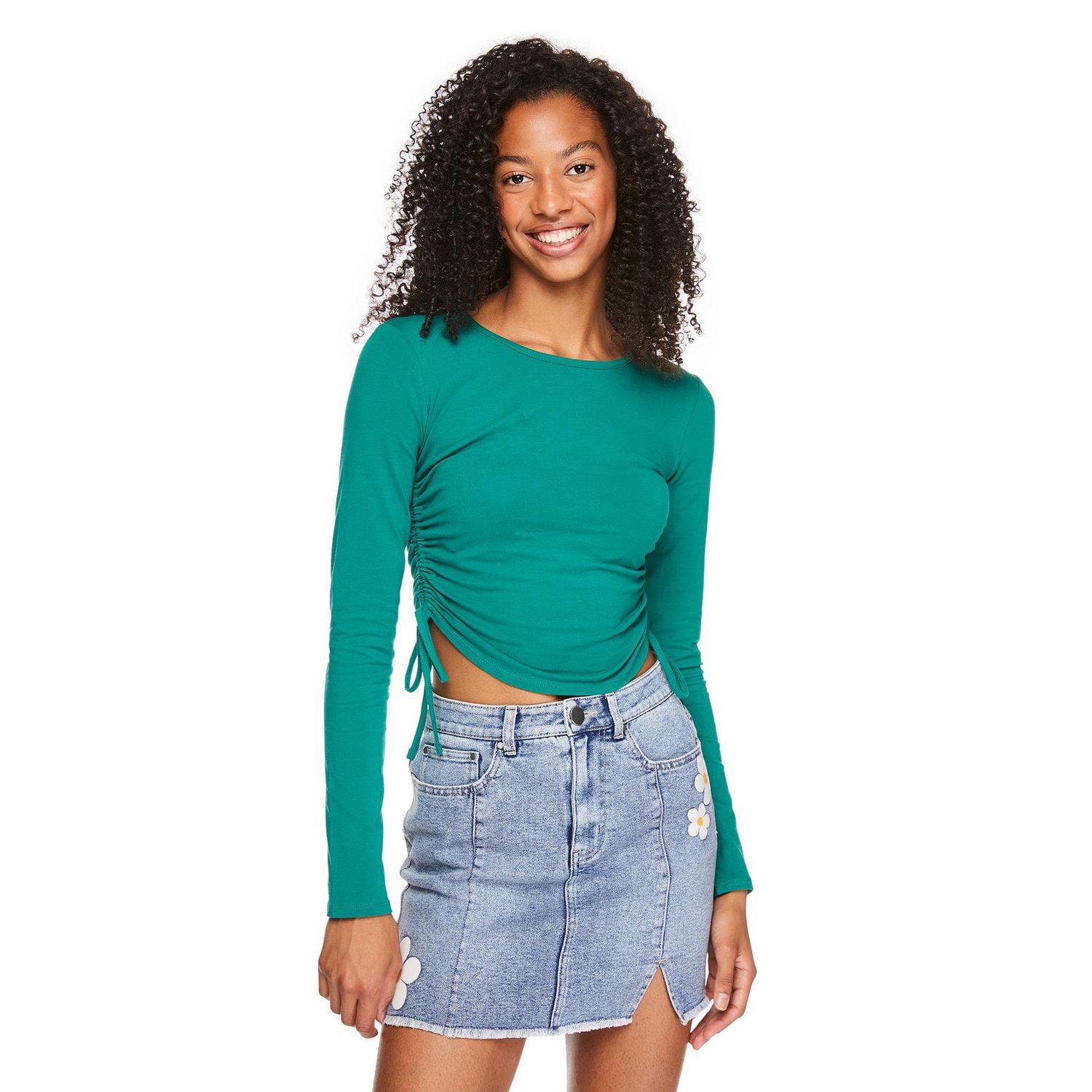 T-shirt aux côtés ruchés No Boundaries pour femmes