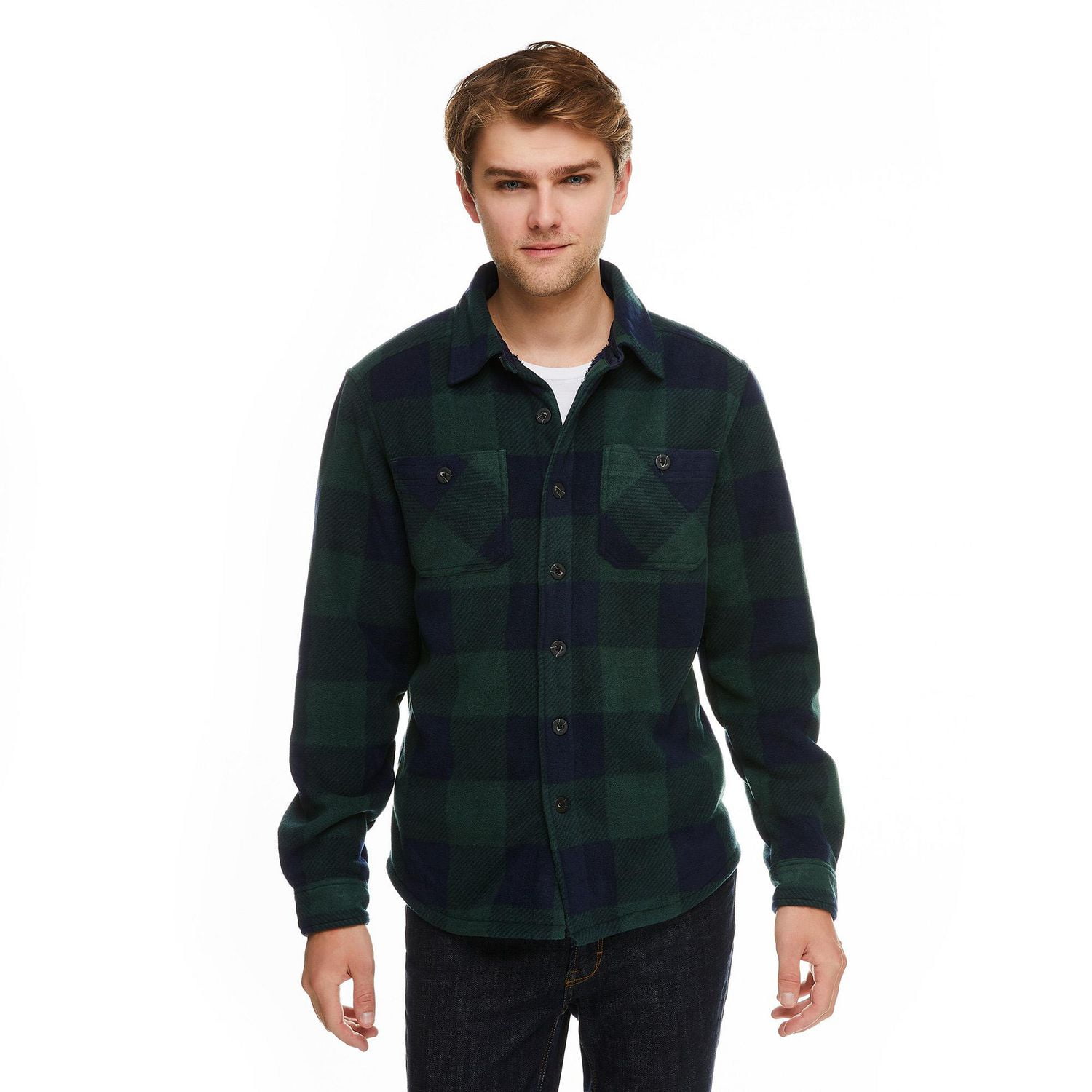 Veste style chemise en molleton doublée de sherpa George pour hommes