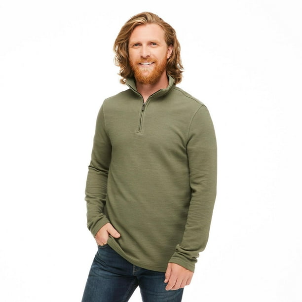 Men's Long Sleeve Fleece Quarter Zip Pullover Sweatshirt Sweaters